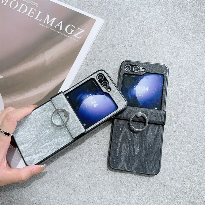 Coque Samsung Galaxy Z Flip 7 FE et Z Flip 6 Effet Zébré avec Bague Support