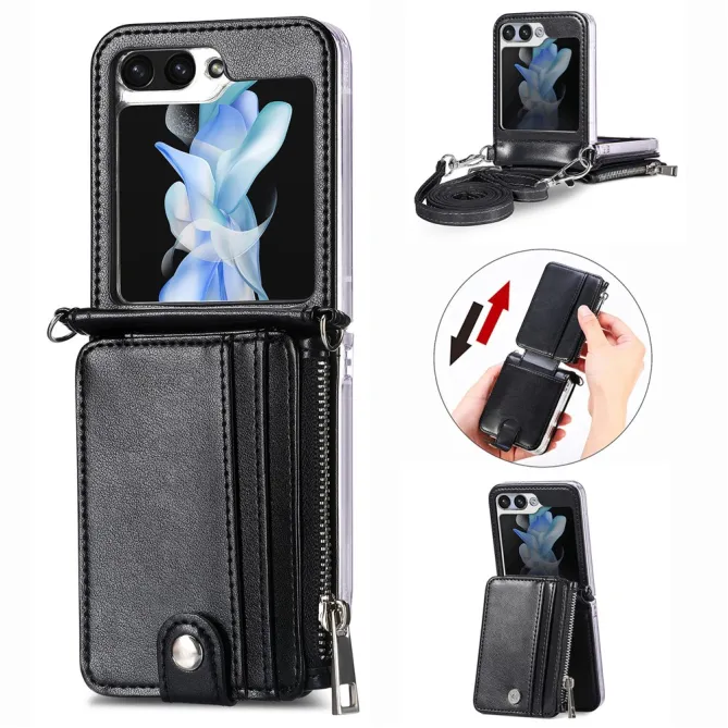Coque Samsung Galaxy Z Flip 7 FE et Z Flip 6 Portefeuille Bandoulière