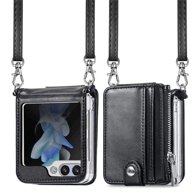 Coque Samsung Galaxy Z Flip 7 FE et Z Flip 6 Portefeuille Bandoulière