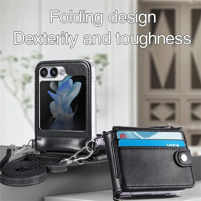 Coque Samsung Galaxy Z Flip 7 FE et Z Flip 6 Portefeuille Bandoulière