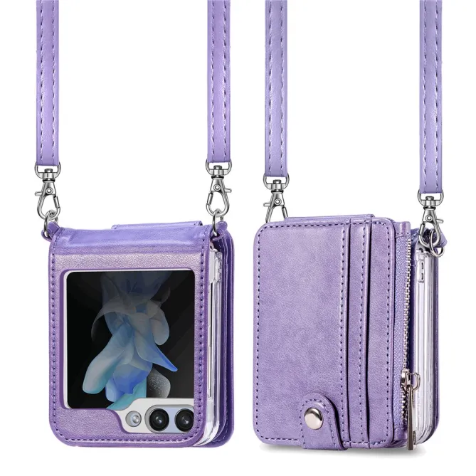 Coque Samsung Galaxy Z Flip 7 FE et Z Flip 6 Portefeuille Bandoulière