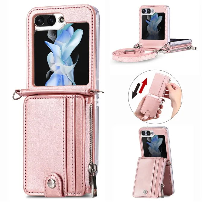 Coque Samsung Galaxy Z Flip 7 FE et Z Flip 6 Portefeuille Bandoulière
