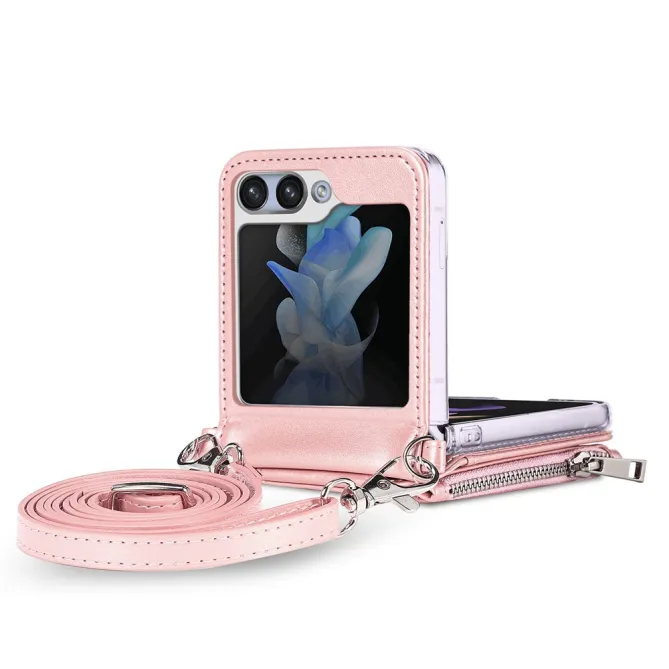Coque Samsung Galaxy Z Flip 7 FE et Z Flip 6 Portefeuille Bandoulière