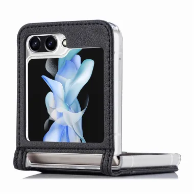 Coque Samsung Galaxy Z Flip 7 FE et Z Flip 6 Porte-Carte Grain Litchi