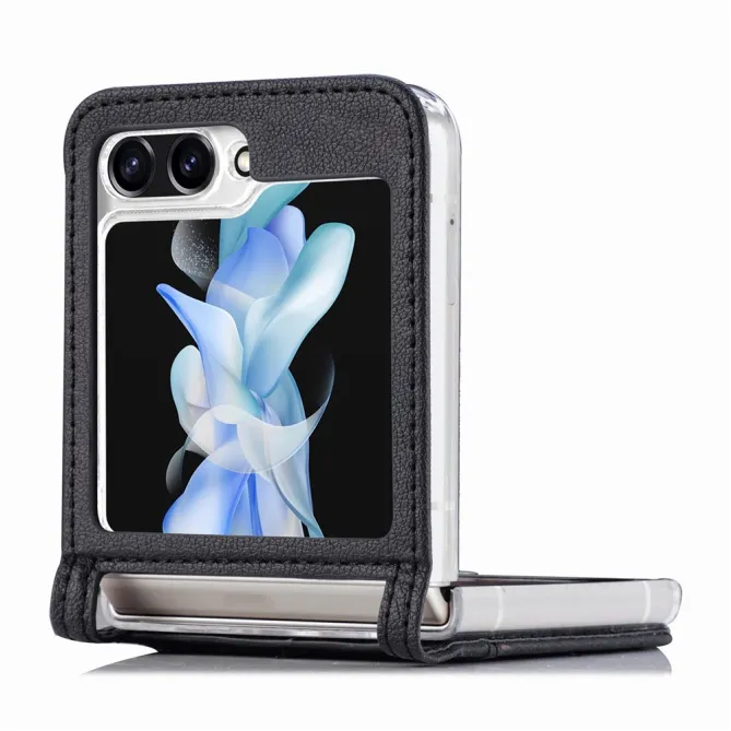 Coque Samsung Galaxy Z Flip 7 FE et Z Flip 6 Porte-Carte Grain Litchi