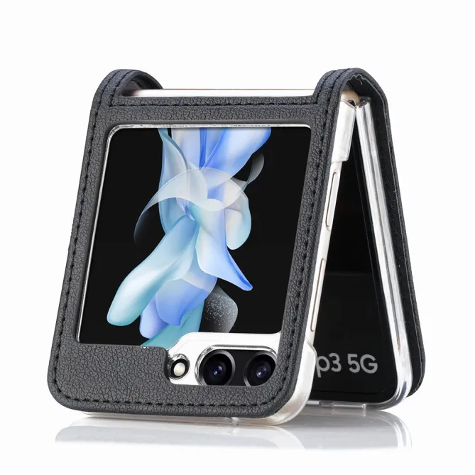 Coque Samsung Galaxy Z Flip 7 FE et Z Flip 6 Porte-Carte Grain Litchi