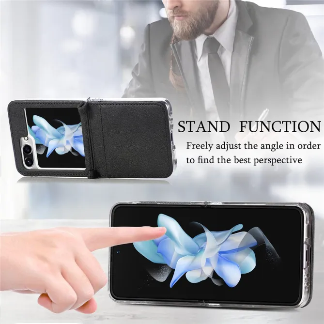 Coque Samsung Galaxy Z Flip 7 FE et Z Flip 6 Porte-Carte Grain Litchi