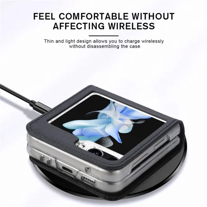 Coque Samsung Galaxy Z Flip 7 FE et Z Flip 6 Porte-Carte Grain Litchi