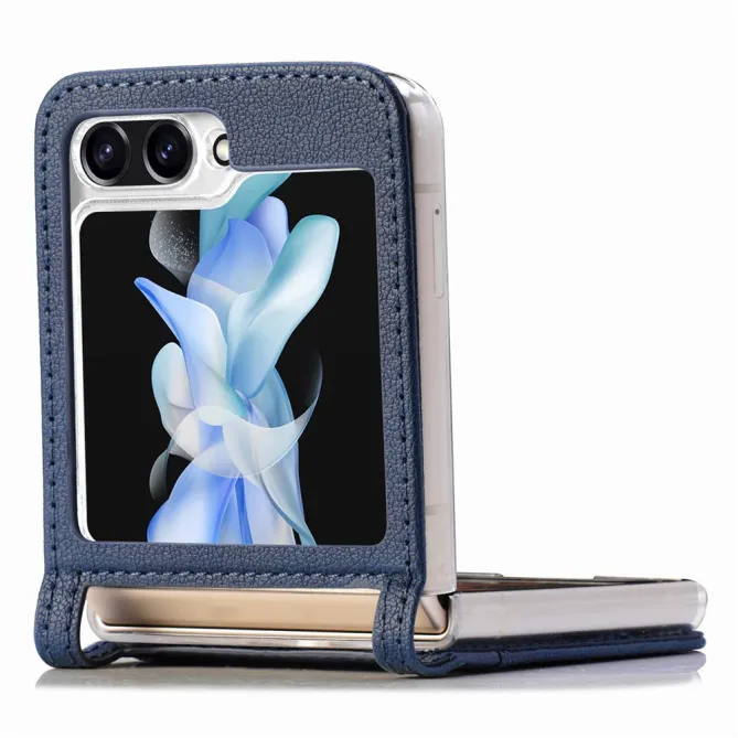 Coque Samsung Galaxy Z Flip 7 FE et Z Flip 6 Porte-Carte Grain Litchi