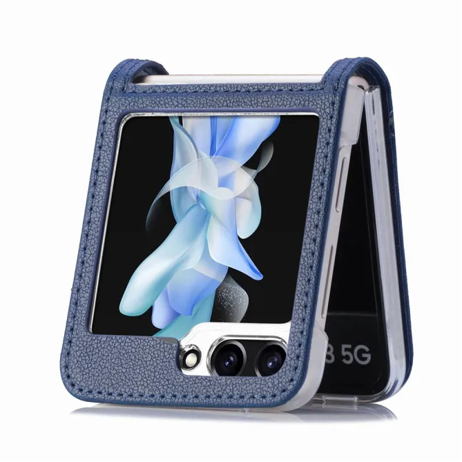 Coque Samsung Galaxy Z Flip 7 FE et Z Flip 6 Porte-Carte Grain Litchi