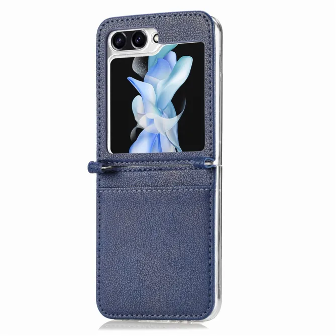 Coque Samsung Galaxy Z Flip 7 FE et Z Flip 6 Porte-Carte Grain Litchi