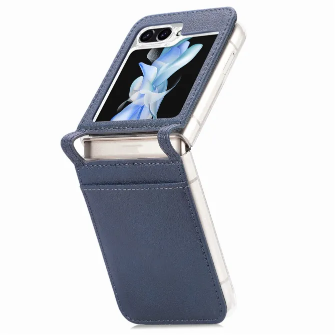 Coque Samsung Galaxy Z Flip 7 FE et Z Flip 6 Porte-Carte Grain Litchi