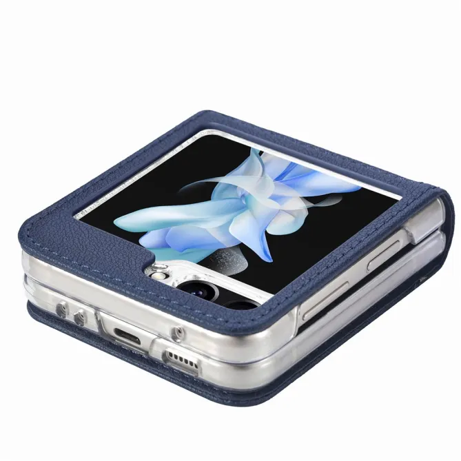 Coque Samsung Galaxy Z Flip 7 FE et Z Flip 6 Porte-Carte Grain Litchi