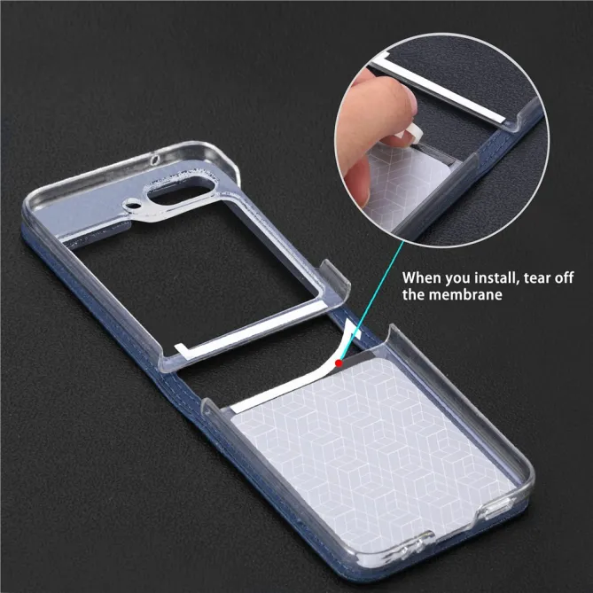 Coque Samsung Galaxy Z Flip 7 FE et Z Flip 6 Porte-Carte Grain Litchi