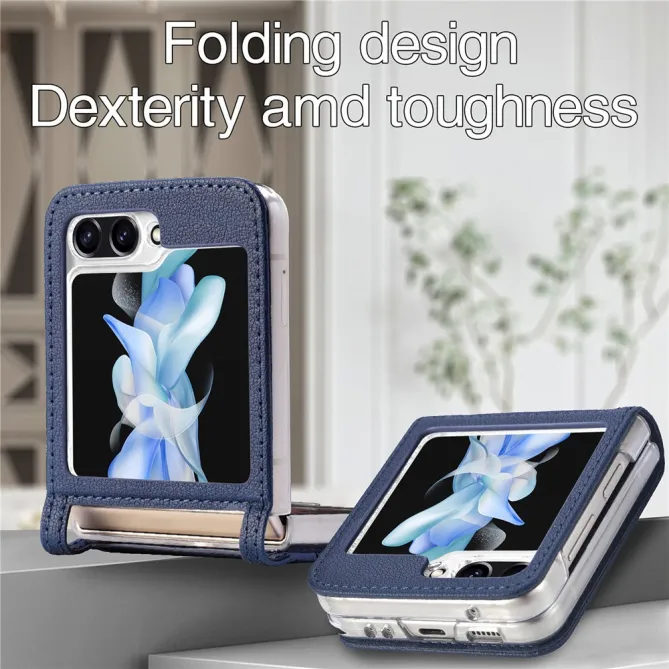 Coque Samsung Galaxy Z Flip 7 FE et Z Flip 6 Porte-Carte Grain Litchi