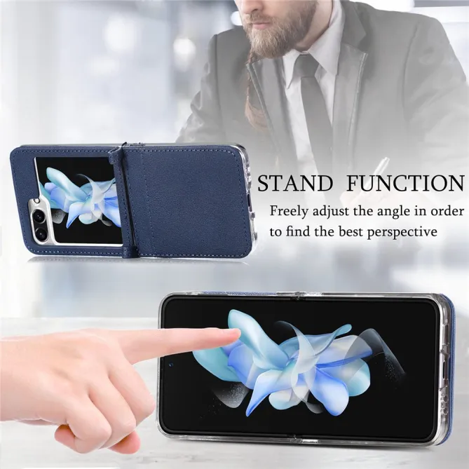 Coque Samsung Galaxy Z Flip 7 FE et Z Flip 6 Porte-Carte Grain Litchi