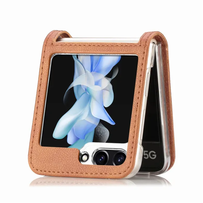 Coque Samsung Galaxy Z Flip 7 FE et Z Flip 6 Porte-Carte Grain Litchi