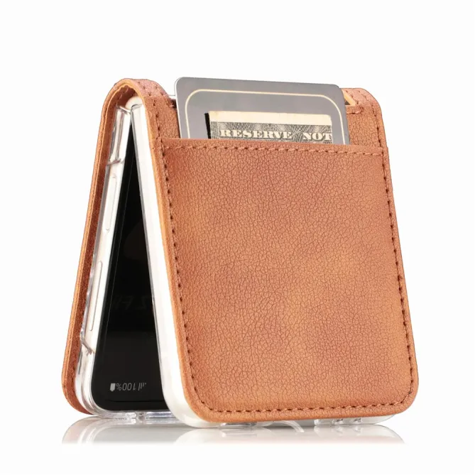 Coque Samsung Galaxy Z Flip 7 FE et Z Flip 6 Porte-Carte Grain Litchi
