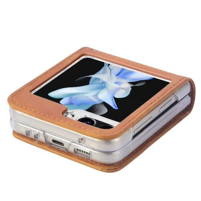 Coque Samsung Galaxy Z Flip 7 FE et Z Flip 6 Porte-Carte Grain Litchi