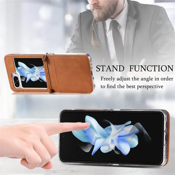 Coque Samsung Galaxy Z Flip 7 FE et Z Flip 6 Porte-Carte Grain Litchi