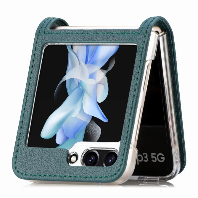 Coque Samsung Galaxy Z Flip 7 FE et Z Flip 6 Porte-Carte Grain Litchi