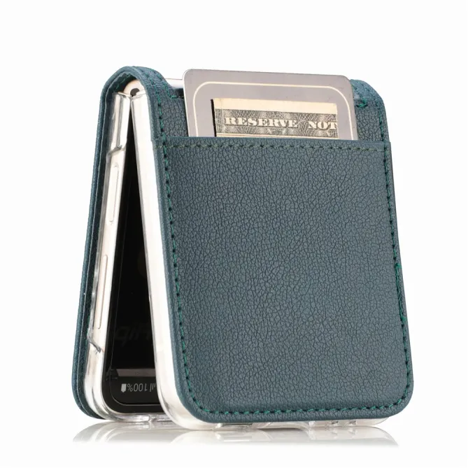 Coque Samsung Galaxy Z Flip 7 FE et Z Flip 6 Porte-Carte Grain Litchi