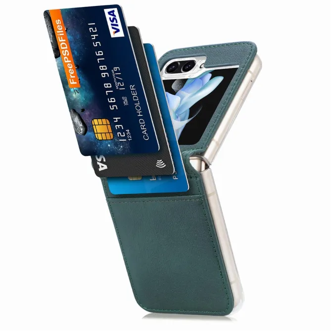 Coque Samsung Galaxy Z Flip 7 FE et Z Flip 6 Porte-Carte Grain Litchi