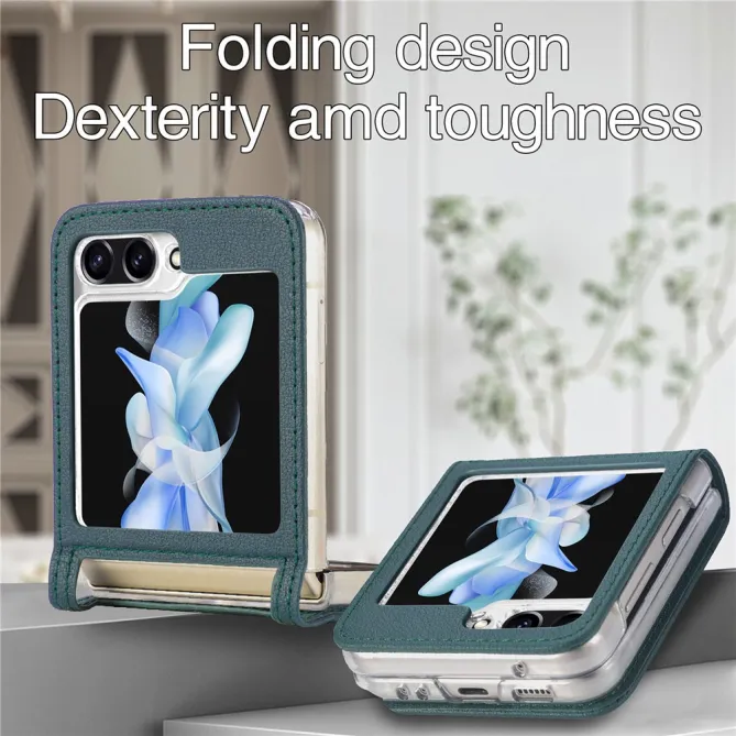 Coque Samsung Galaxy Z Flip 7 FE et Z Flip 6 Porte-Carte Grain Litchi