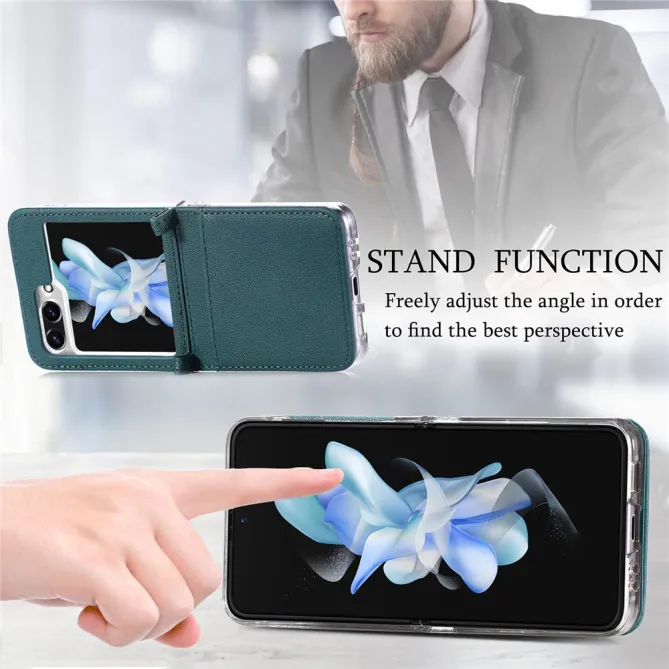 Coque Samsung Galaxy Z Flip 7 FE et Z Flip 6 Porte-Carte Grain Litchi