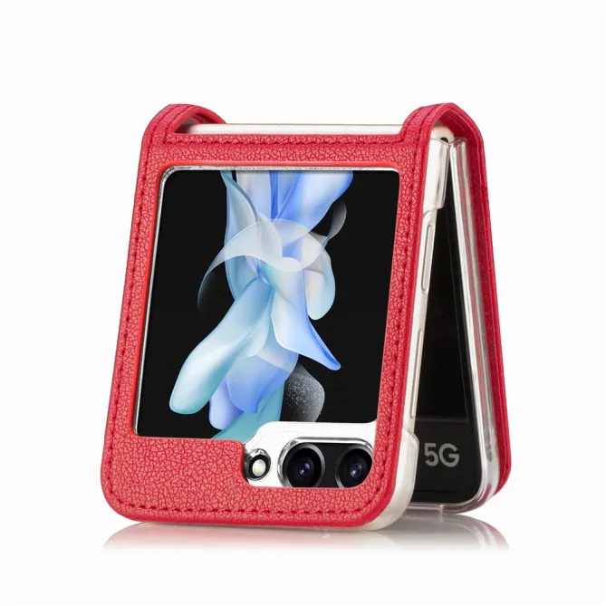 Coque Samsung Galaxy Z Flip 7 FE et Z Flip 6 Porte-Carte Grain Litchi