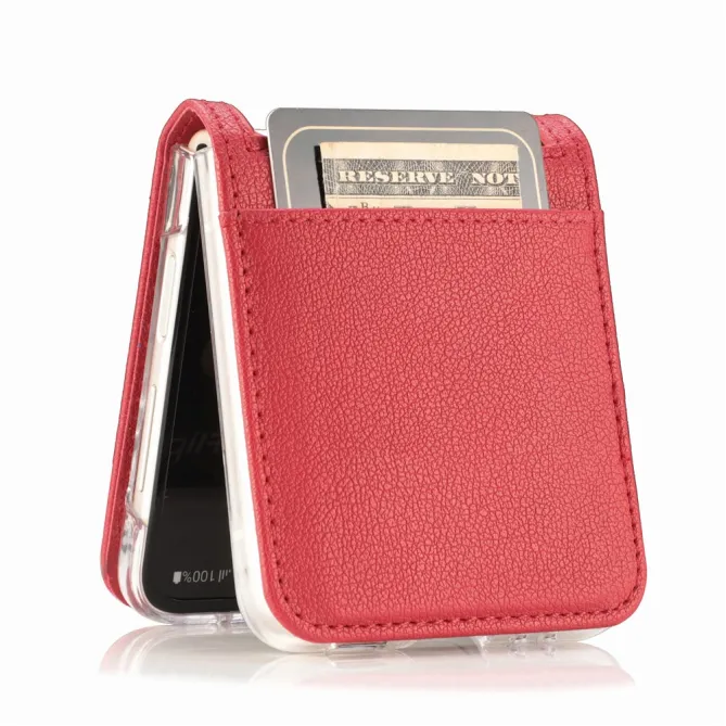 Coque Samsung Galaxy Z Flip 7 FE et Z Flip 6 Porte-Carte Grain Litchi