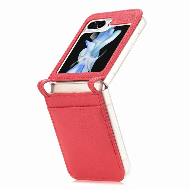 Coque Samsung Galaxy Z Flip 7 FE et Z Flip 6 Porte-Carte Grain Litchi