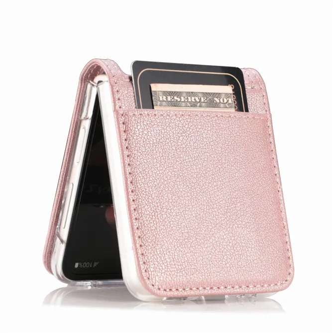 Coque Samsung Galaxy Z Flip 7 FE et Z Flip 6 Porte-Carte Grain Litchi