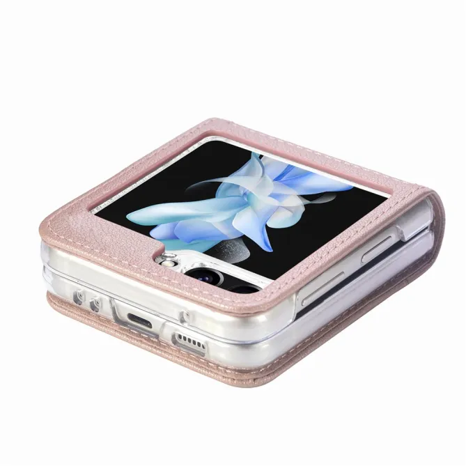 Coque Samsung Galaxy Z Flip 7 FE et Z Flip 6 Porte-Carte Grain Litchi