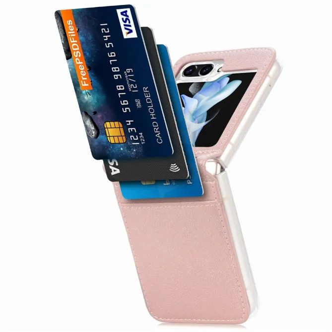 Coque Samsung Galaxy Z Flip 7 FE et Z Flip 6 Porte-Carte Grain Litchi