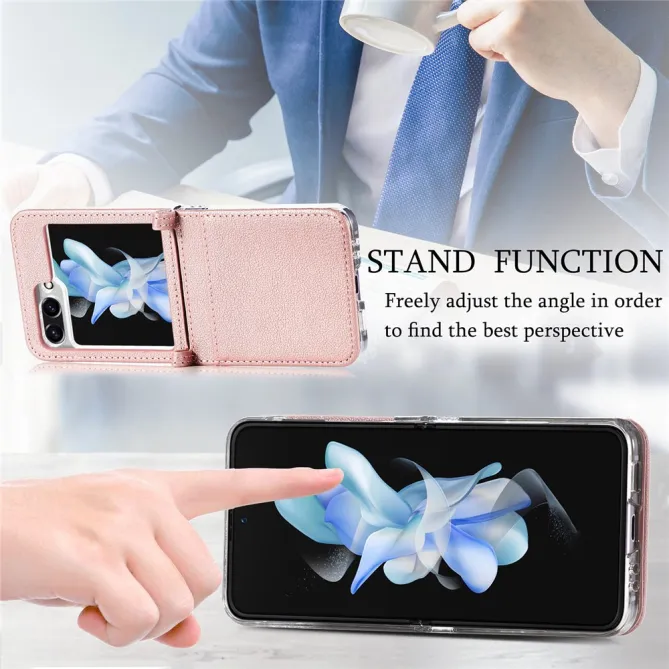 Coque Samsung Galaxy Z Flip 7 FE et Z Flip 6 Porte-Carte Grain Litchi