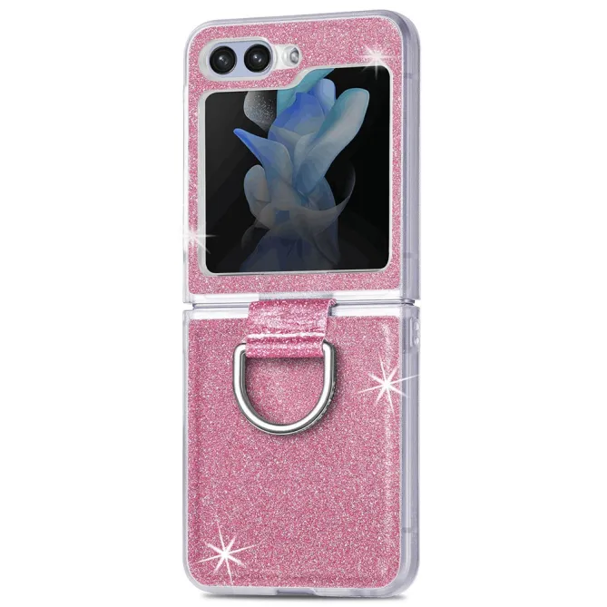 Coque Samsung Galaxy Z Flip 7 FE et Z Flip 6 Pailletée Anneau Strass