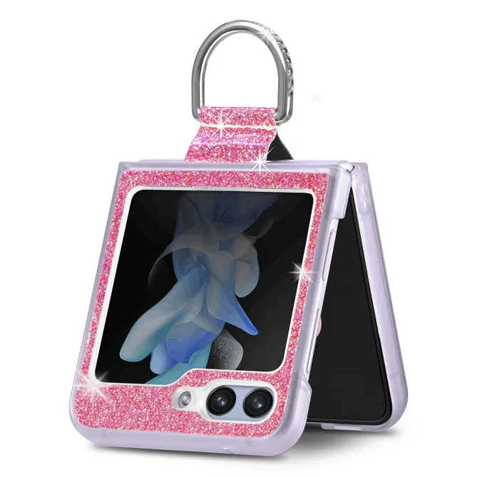 Coque Samsung Galaxy Z Flip 7 FE et Z Flip 6 Pailletée Anneau Strass