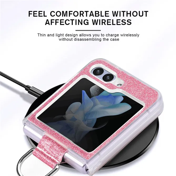 Coque Samsung Galaxy Z Flip 7 FE et Z Flip 6 Pailletée Anneau Strass