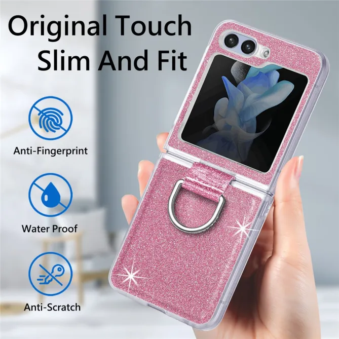 Coque Samsung Galaxy Z Flip 7 FE et Z Flip 6 Pailletée Anneau Strass