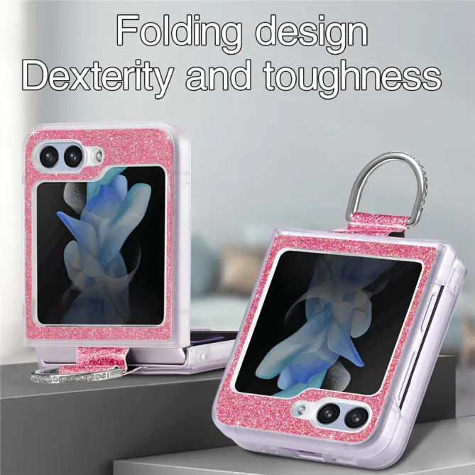 Coque Samsung Galaxy Z Flip 7 FE et Z Flip 6 Pailletée Anneau Strass