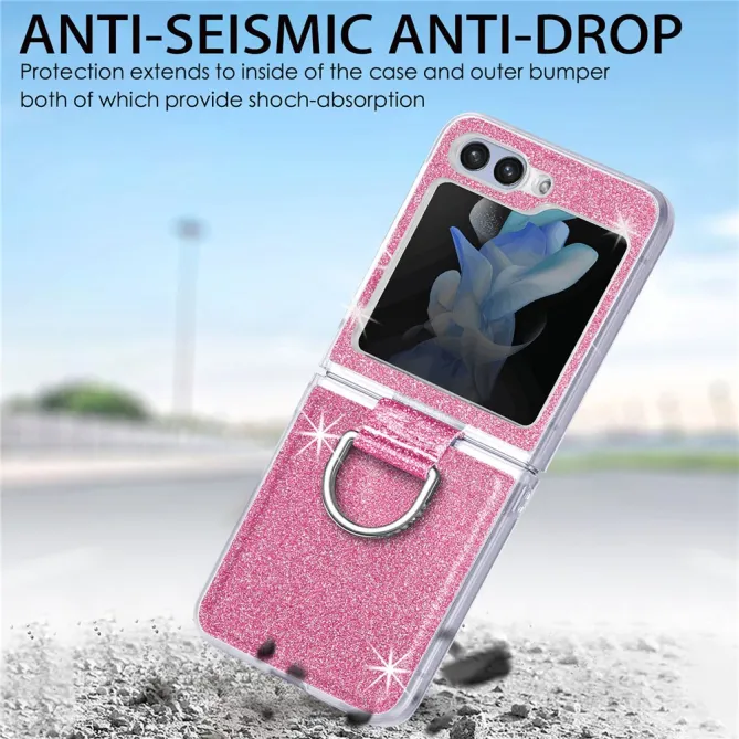 Coque Samsung Galaxy Z Flip 7 FE et Z Flip 6 Pailletée Anneau Strass