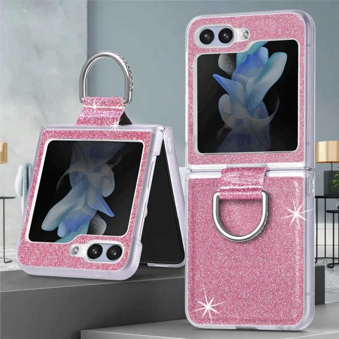 Coque Samsung Galaxy Z Flip 7 FE et Z Flip 6 Pailletée Anneau Strass