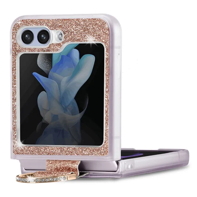 Coque Samsung Galaxy Z Flip 7 FE et Z Flip 6 Pailletée Anneau Strass
