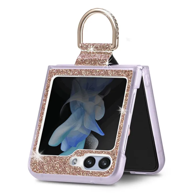 Coque Samsung Galaxy Z Flip 7 FE et Z Flip 6 Pailletée Anneau Strass