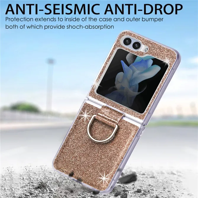 Coque Samsung Galaxy Z Flip 7 FE et Z Flip 6 Pailletée Anneau Strass