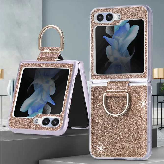 Coque Samsung Galaxy Z Flip 7 FE et Z Flip 6 Pailletée Anneau Strass