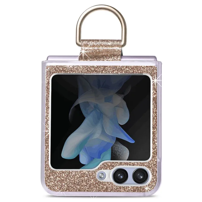 Coque Samsung Galaxy Z Flip 7 FE et Z Flip 6 Pailletée Anneau Strass
