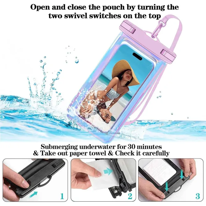 Pochette Étanche pour Natation et Plongée - IPX8, Compatible Écran Tactile