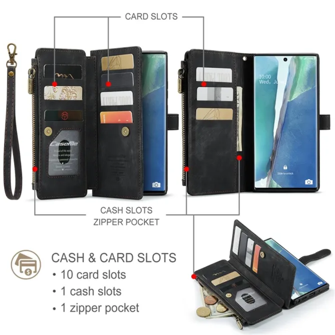 Étui Portefeuille Samsung Galaxy Note 20 Ultra C30 Zip et Multi Rangements